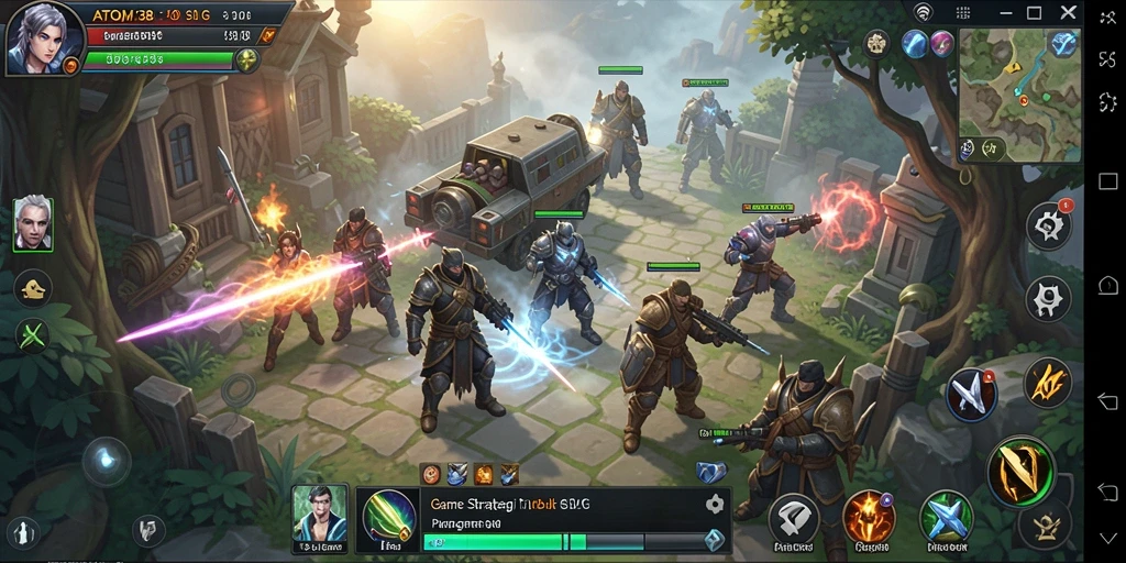 Tangkapan layar gameplay <strong>ATOM138</strong> menampilkan pertempuran strategis yang mendebarkan.