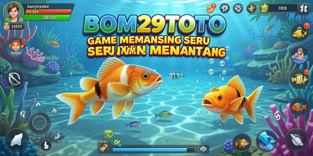 Screenshot gameplay BOM29TOTO dengan adegan memancing yang menarik.