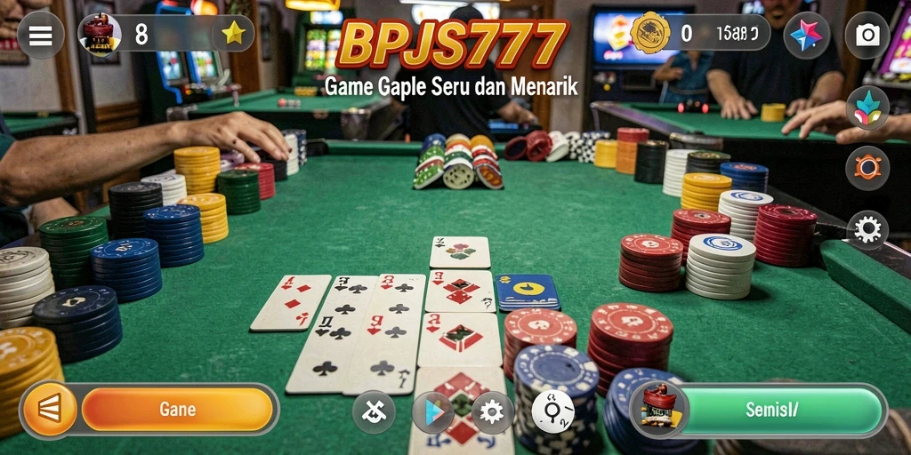Tampilan gameplay seru dalam aplikasi BPJS777 di permainan Gaple.