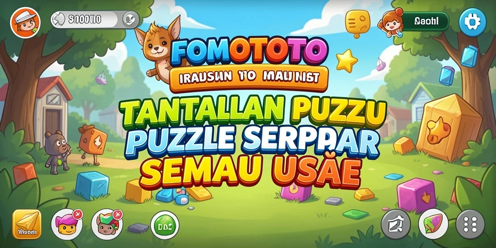 Screenshot gameplay FOMOTOTO menampilkan tantangan teka-teki seru.