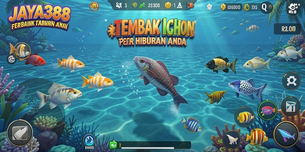 Screenshot JAYA388 menampilkan momen menembak ikan seru dan penuh aksi.