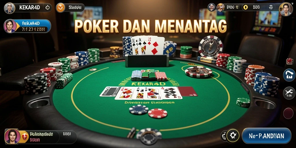 Tangkapan layar utama dari <strong>KEKAR4D</strong> menampilkan permainan Poker yang menegangkan dan interaktif.
