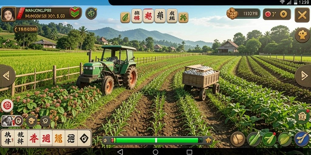 Tampilan menarik gameplay Farming di MAHJONGJP88.