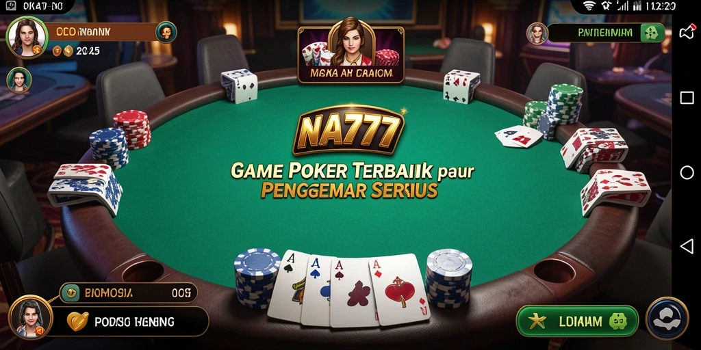 Gambaran permainan poker yang mendebarkan dan penuh strategi.
