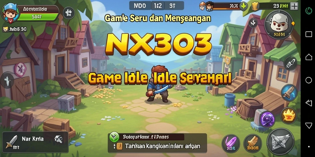 Screenshot gameplay NX303 yang menunjukkan kemajuan dalam game Idle.