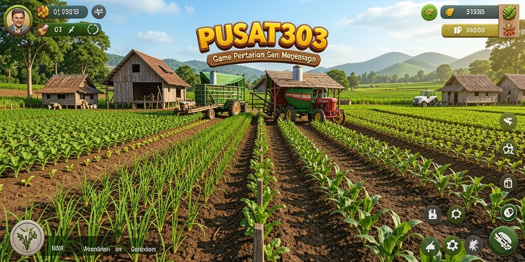 Tampilan gameplay seru PUSAT303 yang menunjukkan aktivitas pertanian.