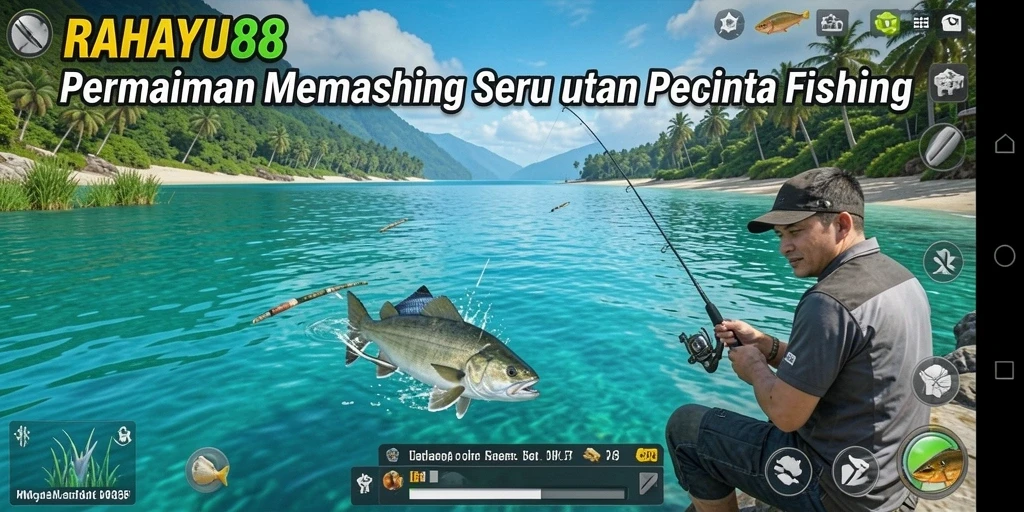 Screenshot gameplay RAHAYU88 menampilkan aksi memancing yang seru.