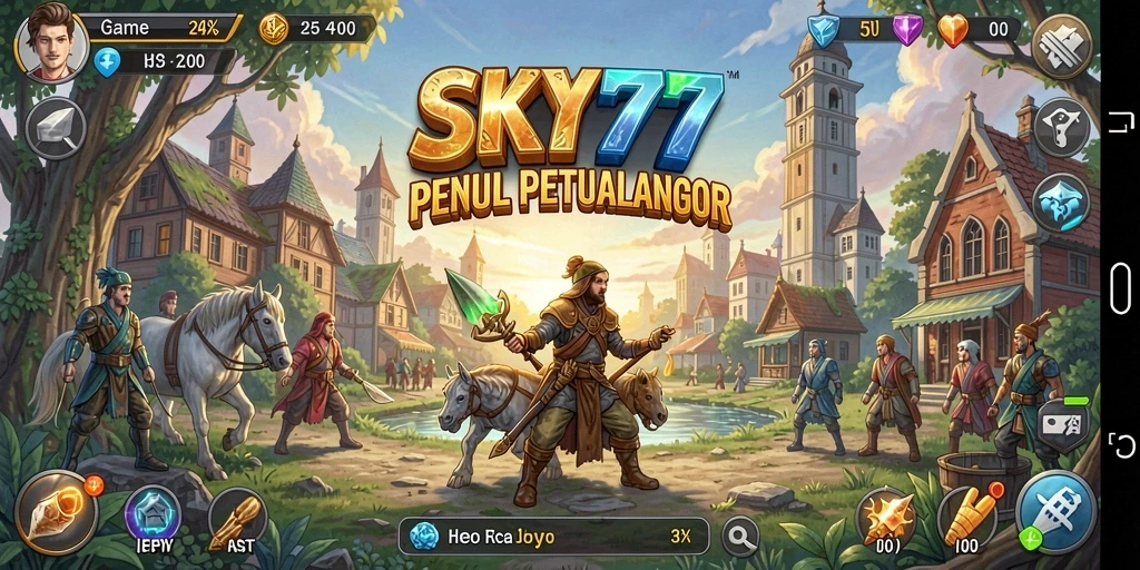 Tampilan gameplay seru dari SKY77 dengan karakter yang beragam.