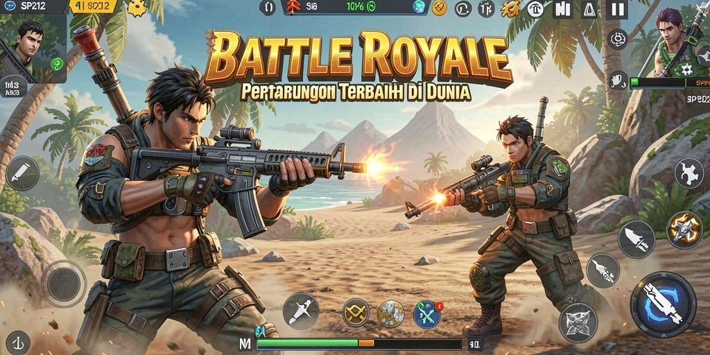 Tampilan gameplay SP212 yang mengasyikkan di arena Battle Royale.