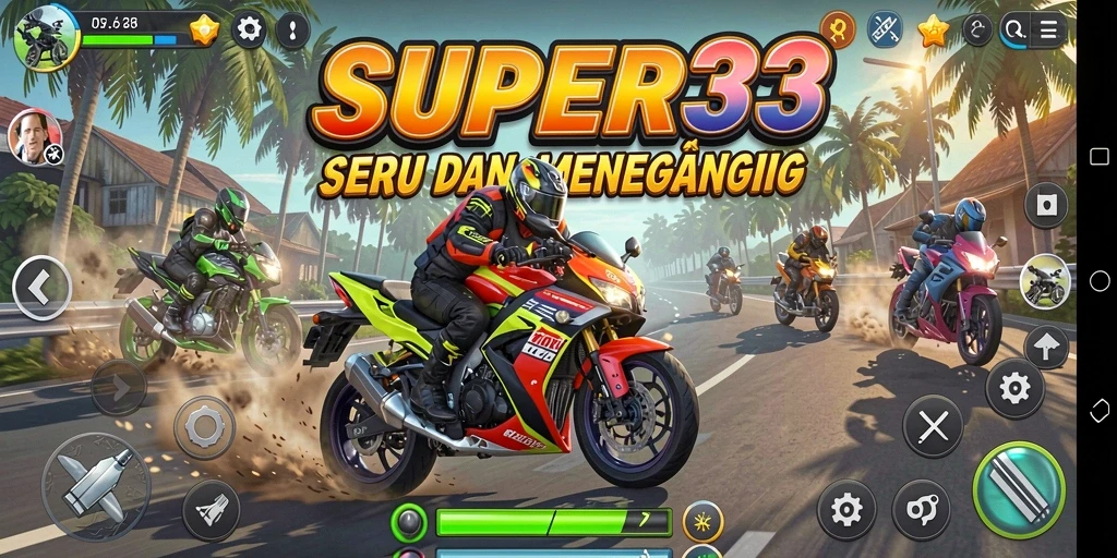 Menampilkan aksi balap motor yang seru dan menegangkan.