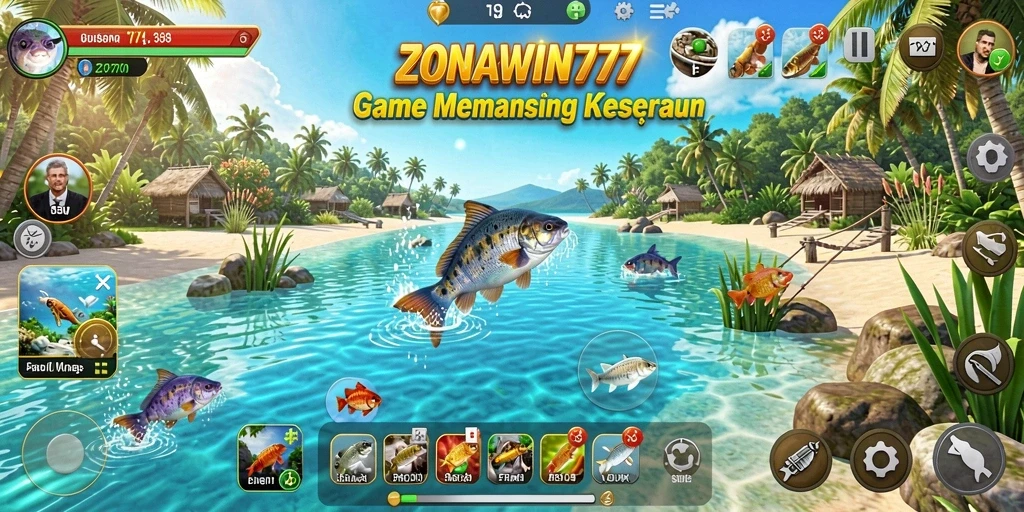 Tampilan gameplay menarik saat memancing di ZONAWIN777.